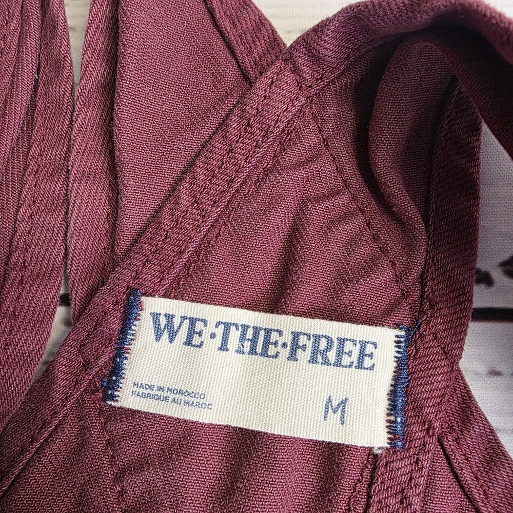 We The Free Free People Ziggy Denim Overalls Womens Medium Burgundy Straight Leg - Picture 4 of 8